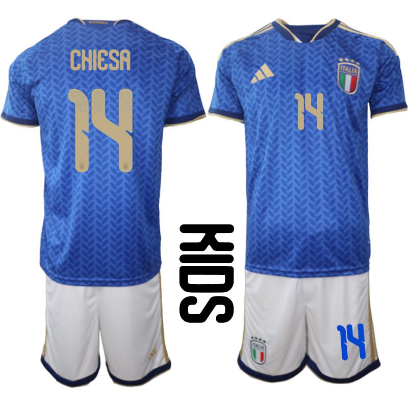 Youth 2026 World Cup National Team Italy home blue #14 Soccer Jersey->youth soccer jersey->Youth Jersey